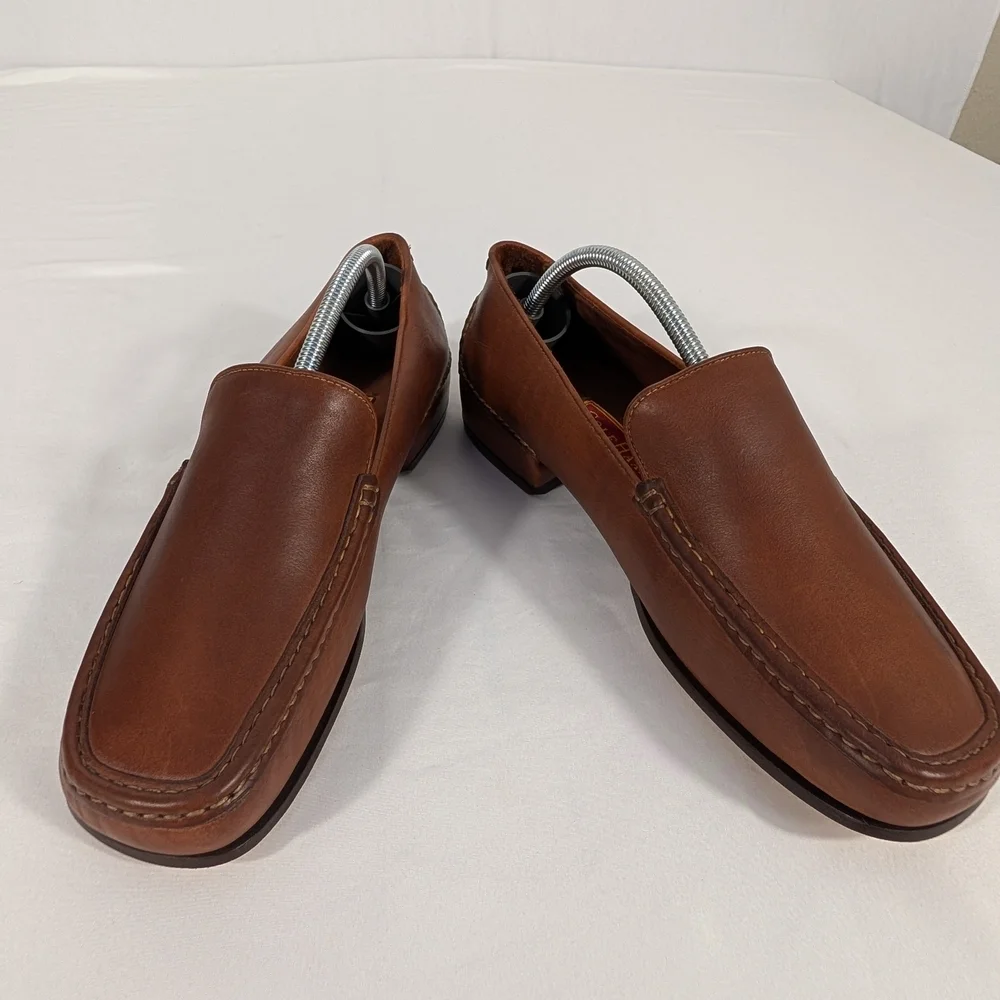 New Cole Haan Country Men's Rich Brown Leather Slip-On Summer Loafers Size 9B